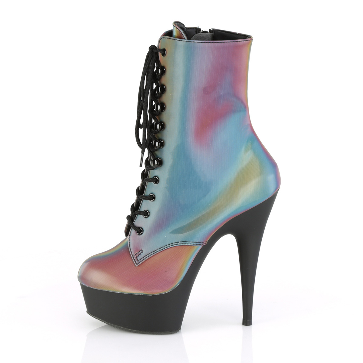 Pleaser Delight-1020REFL RBOW/B - Multicolour Platform High-Heel Ankle Boots
