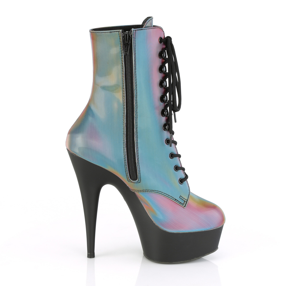 Pleaser Delight-1020REFL RBOW/B - Multicolour Platform High-Heel Ankle Boots