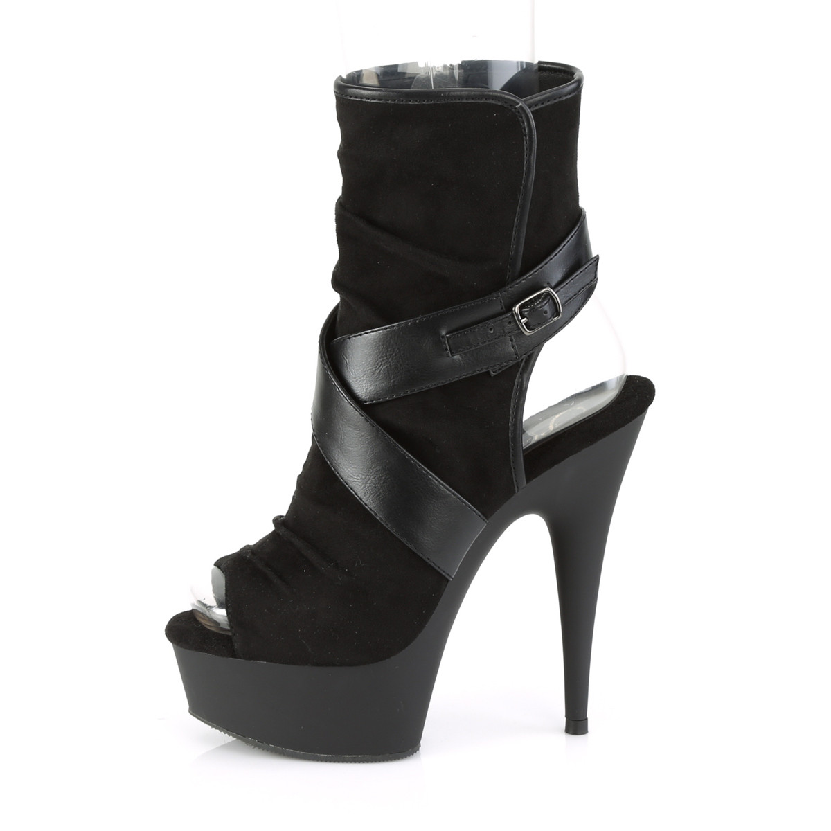 Pleaser Delight-1034 BFS-PU/M - Black Platform High-Heel Ankle Boots