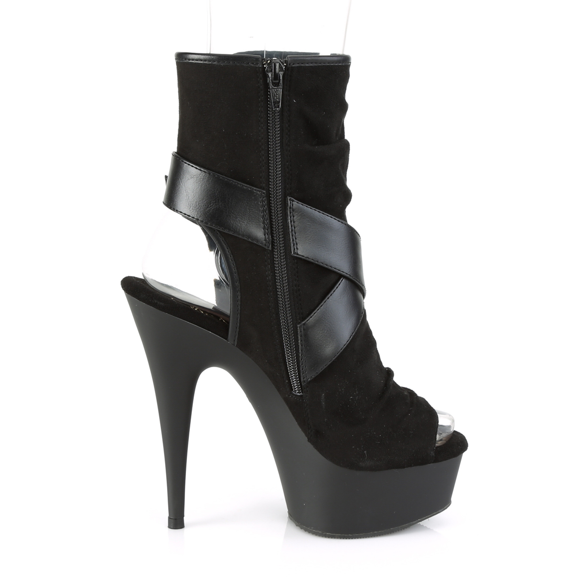 Pleaser Delight-1034 BFS-PU/M - Black Platform High-Heel Ankle Boots