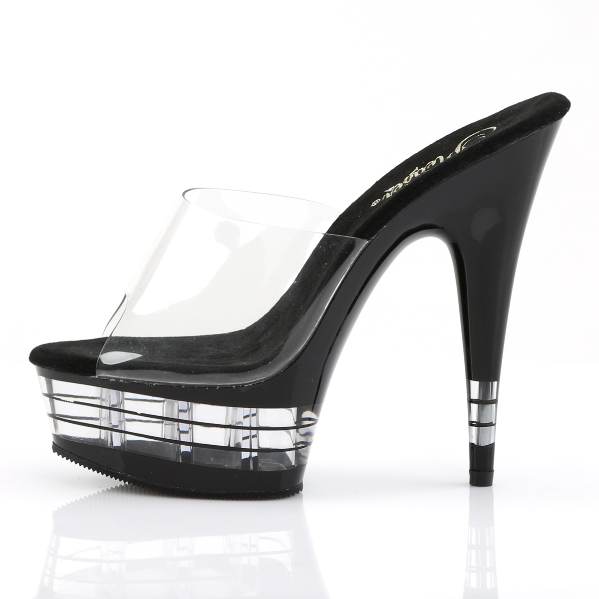 Pleaser Delight-601LN C/B - Clear Platform High-Heel Slides