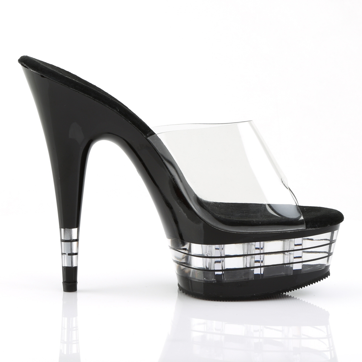 Pleaser Delight-601LN C/B - Clear Platform High-Heel Slides