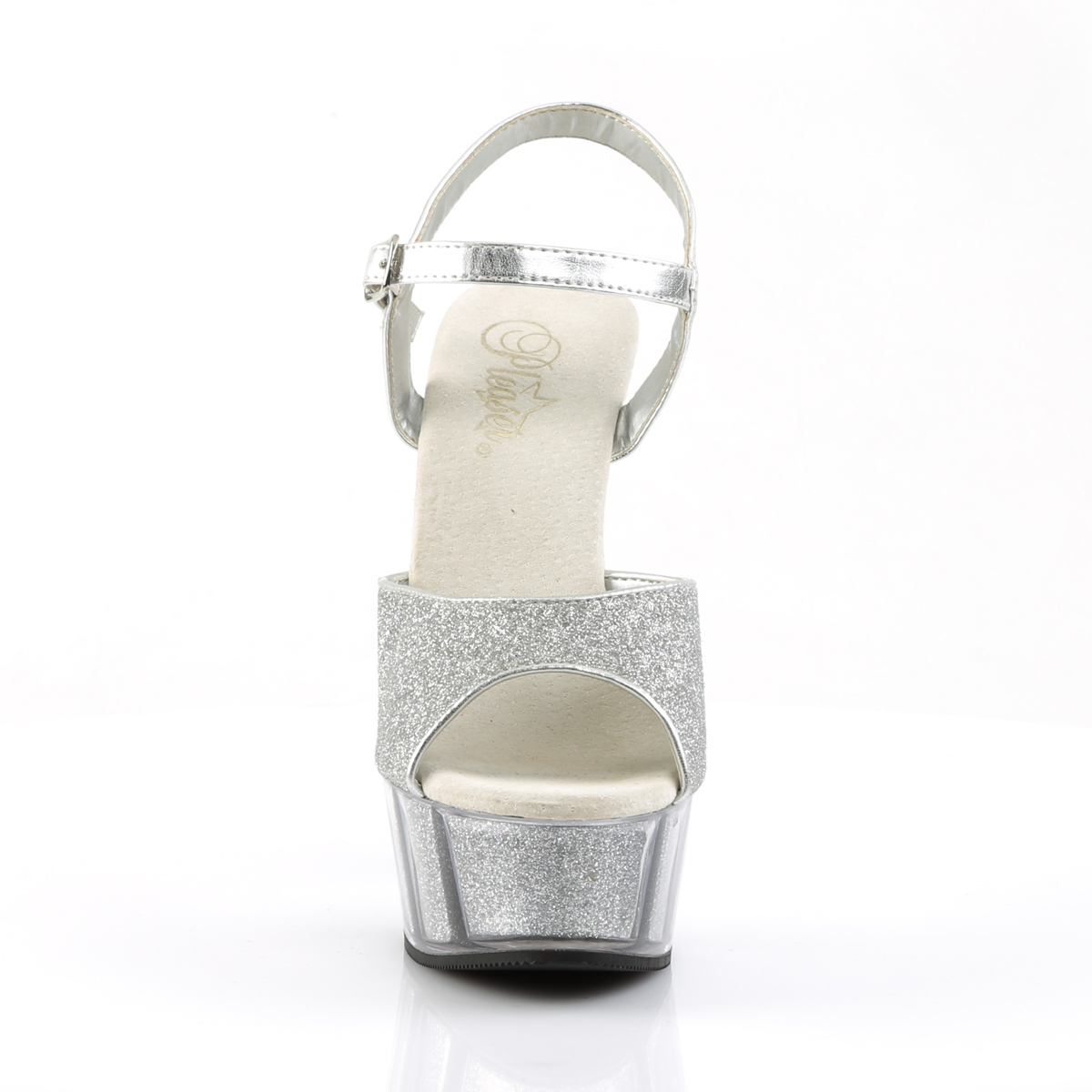 Pleaser Delight-609-5G S/M - Silver Platform High-Heel Sandals
