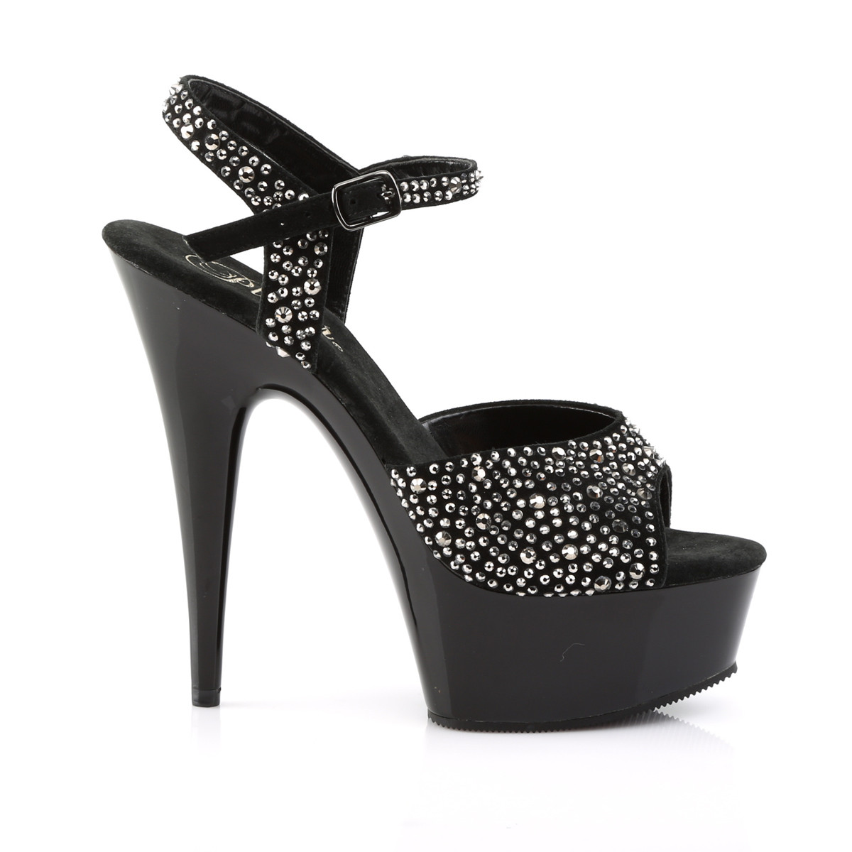 Pleaser Delight-609RS BS-PWRS/M - Black Platform High-Heel Sandals