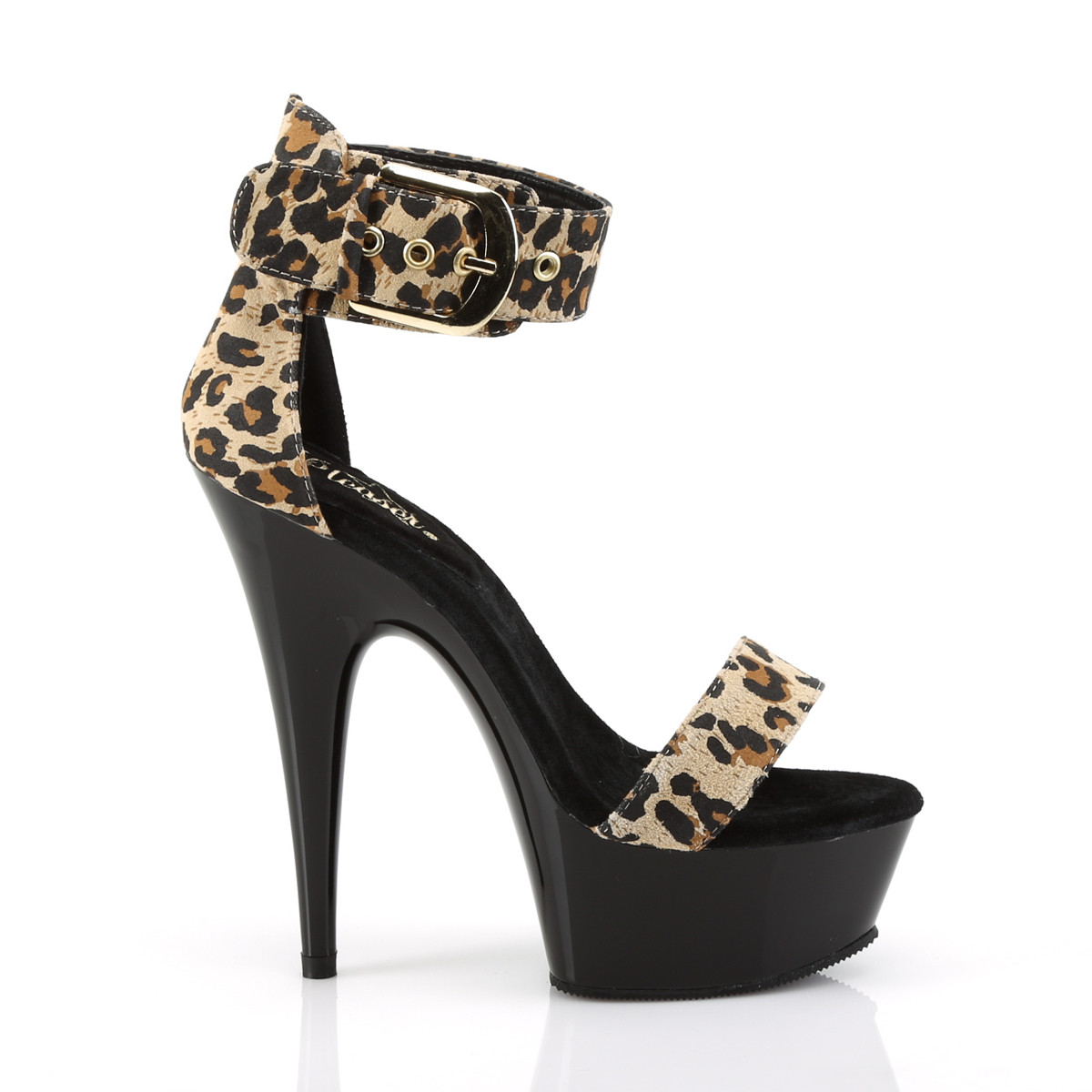 Pleaser Delight-619 LPPS/B - Animal Pattern Platform High-Heel Ankle Strap Heels