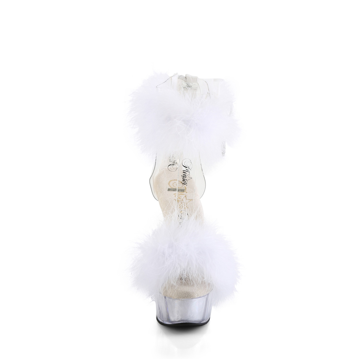 Pleaser Delight-624F C-WFUR/M - Clear Platform High-Heel Ankle Strap Heels