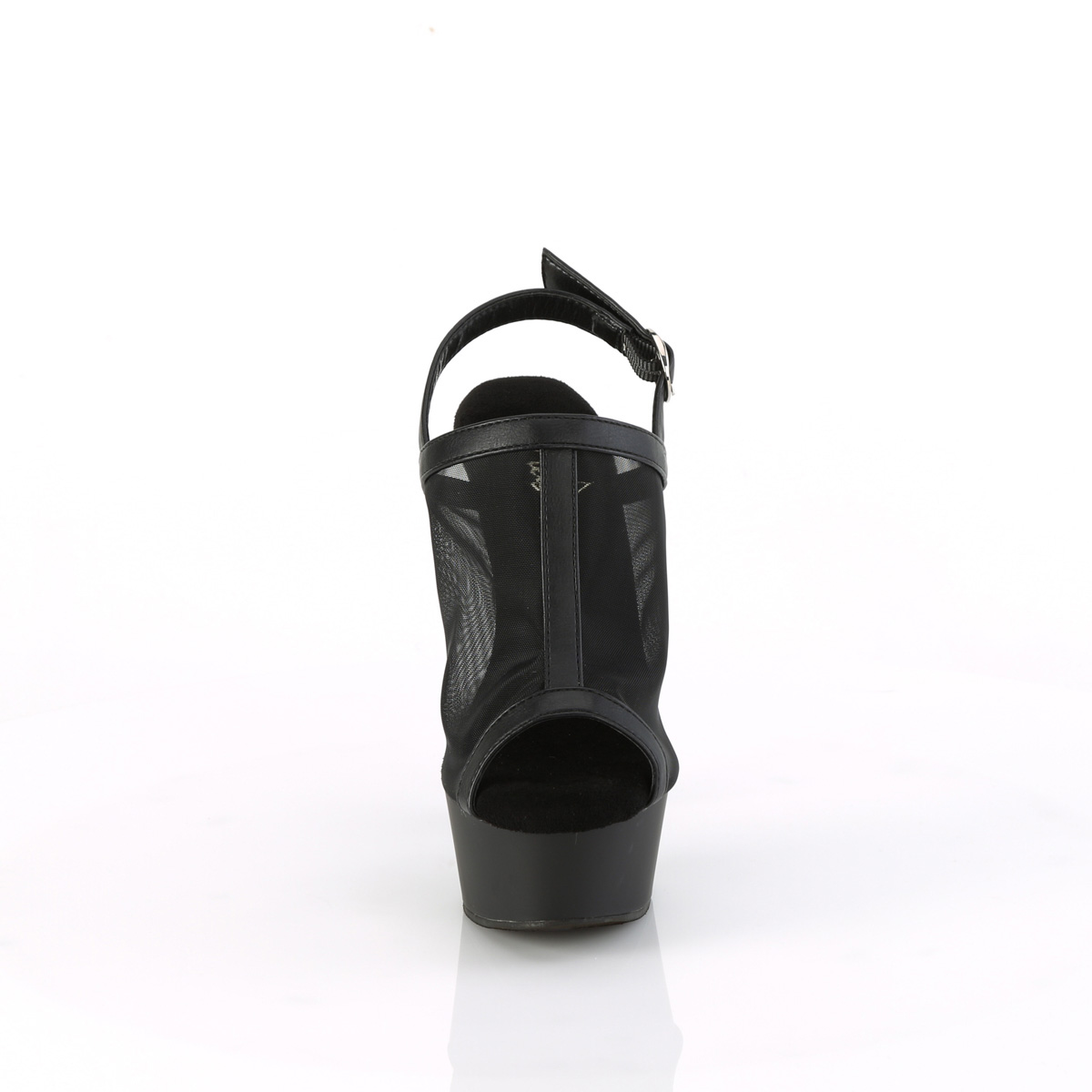 Pleaser Delight-636 BPU/M - Black Platform High-Heel Peep Toe And Sling Back Heels