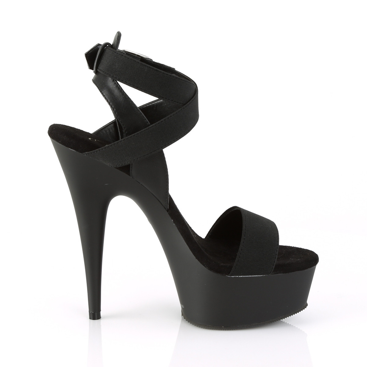 Pleaser Delight-646 BELS-PU/M - Black Platform High-Heel Ankle Strap Heels