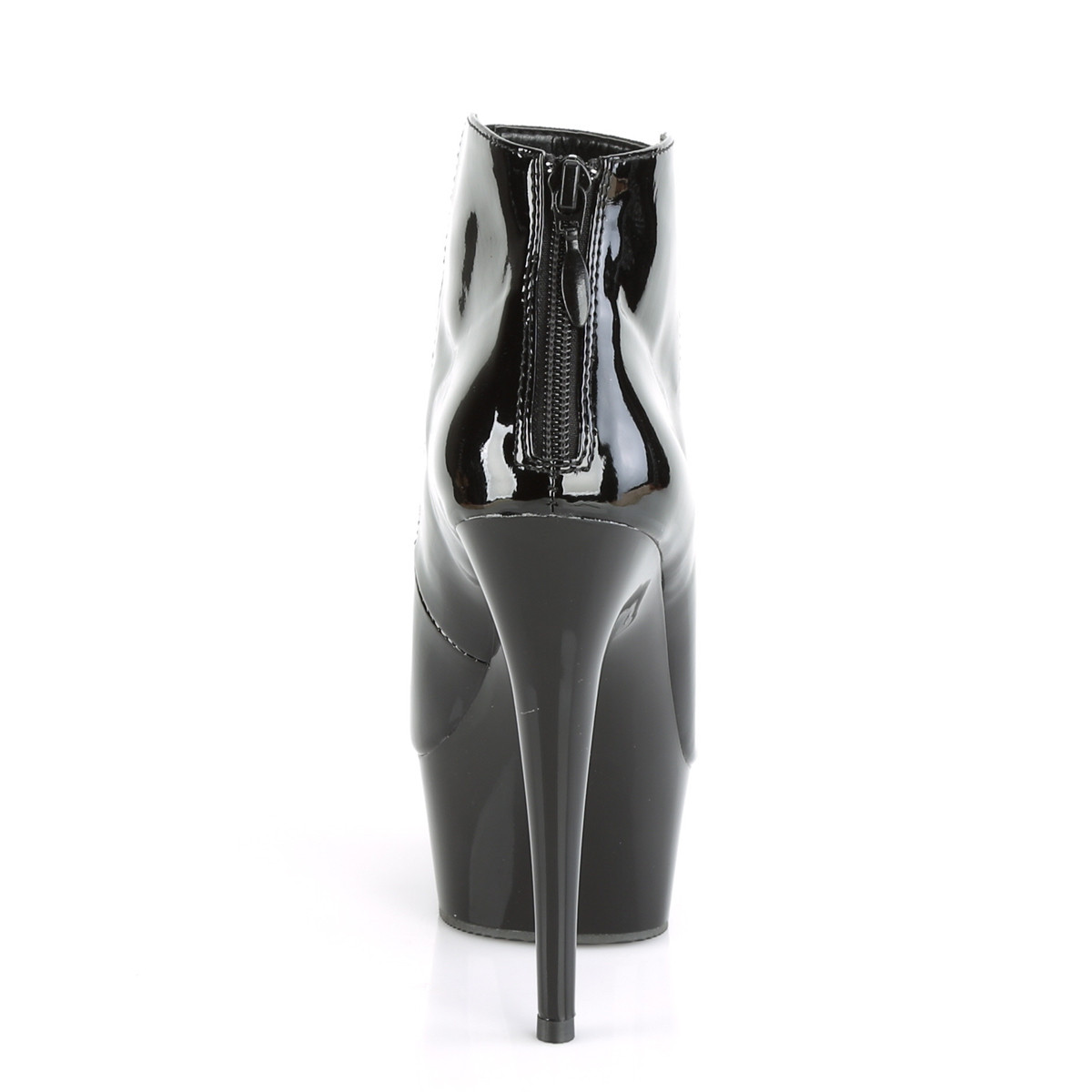 Pleaser Delight-684 B/M - Shiny Black Platform High-Heel Ankle Booties