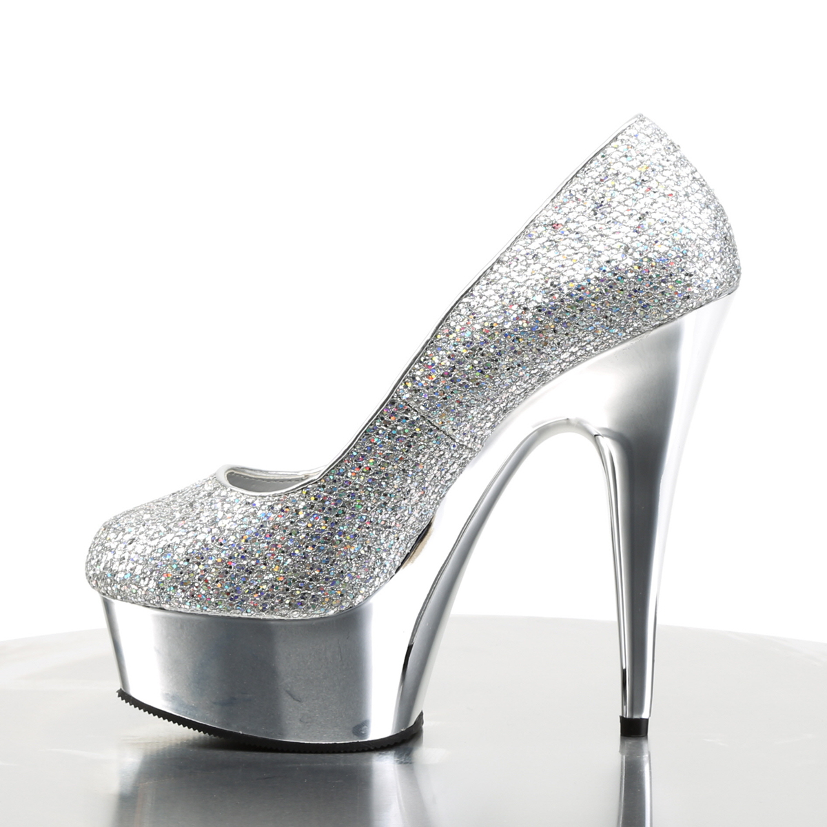 Pleaser Delight-685G S/M - Silver Platform High-Heel Heels