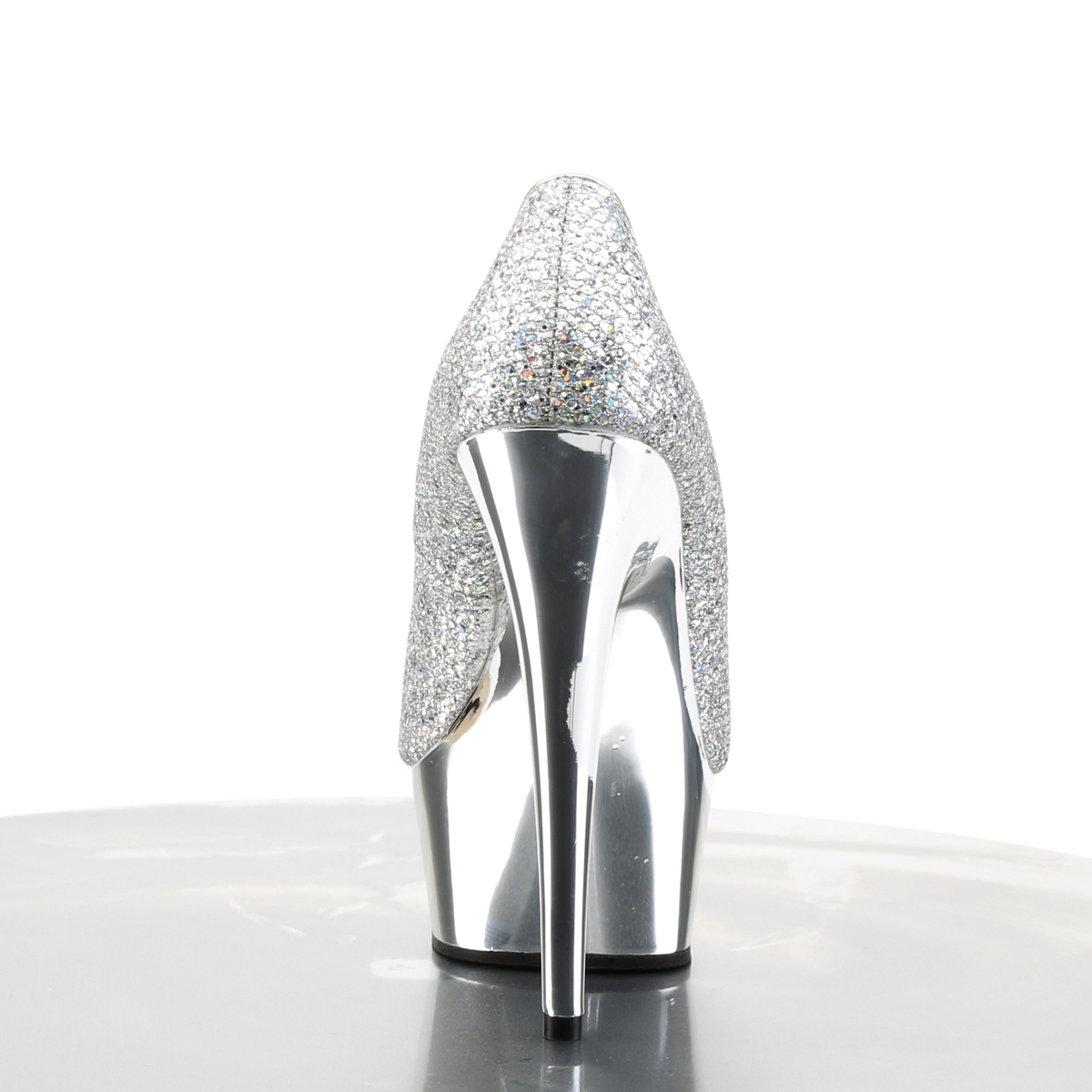Pleaser Delight-685G S/M - Silver Platform High-Heel Heels