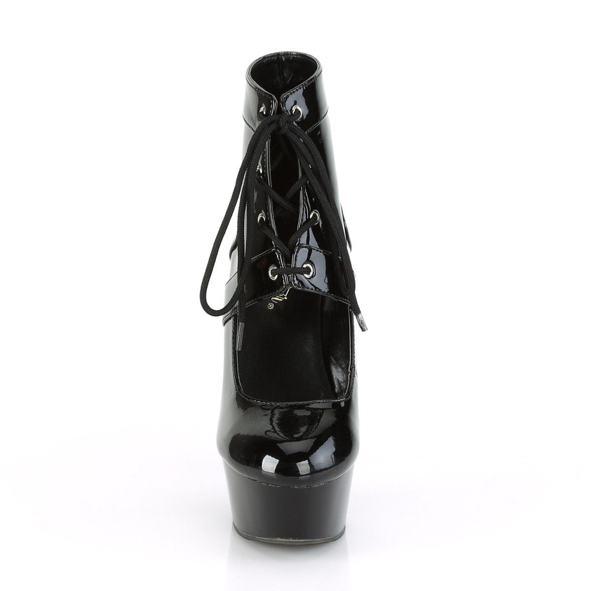 Pleaser Delight-688 B/M - Shiny Black Platform High-Heel Ankle Booties