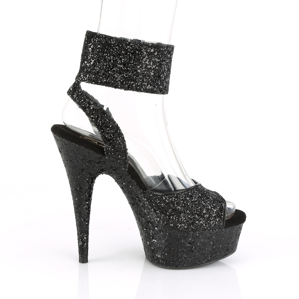 Pleaser Delight-691LG BG/M - Black Platform High-Heel Ankle Strap Heels