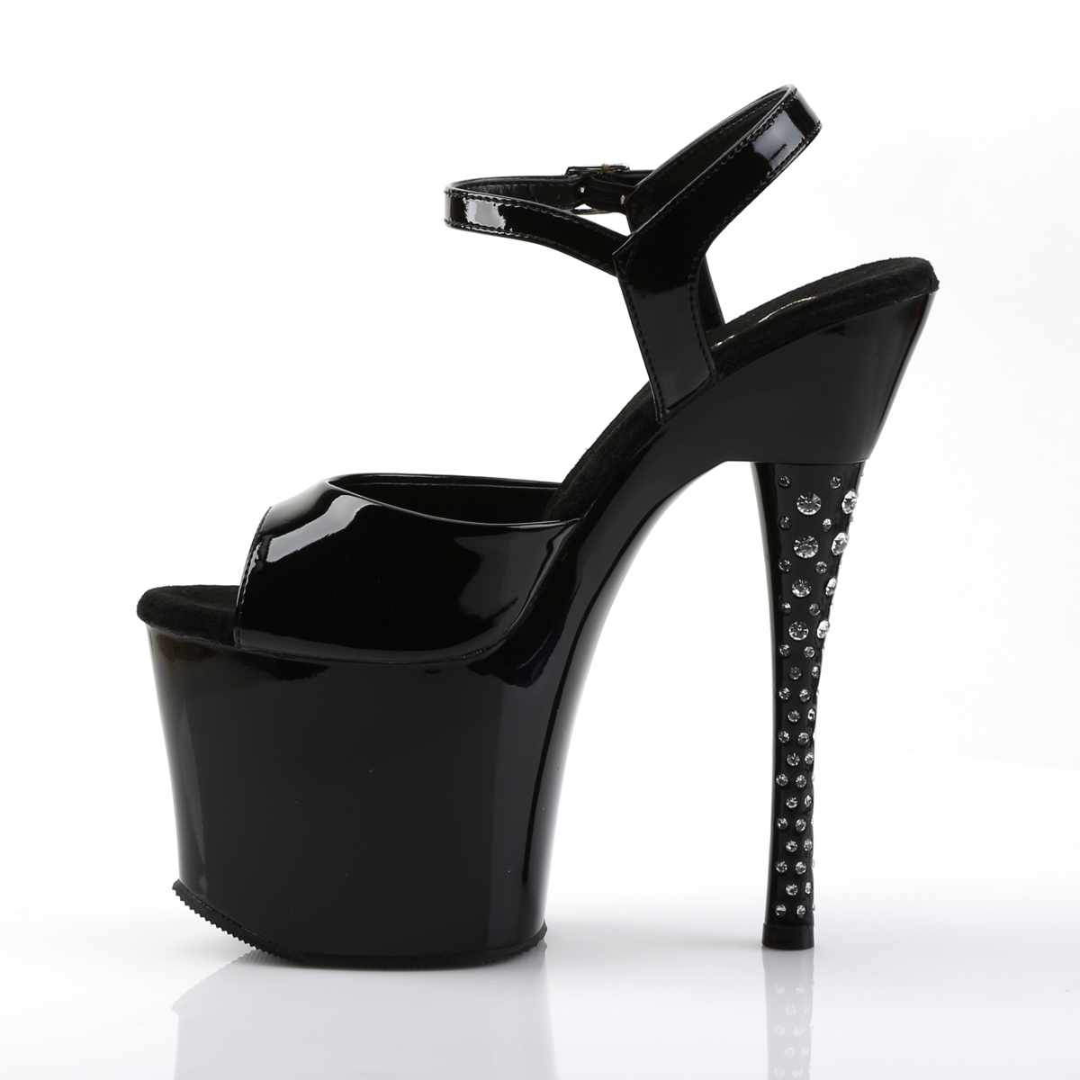 Pleaser Diamond-709 B/M - Shiny Black High-Platform Sandals