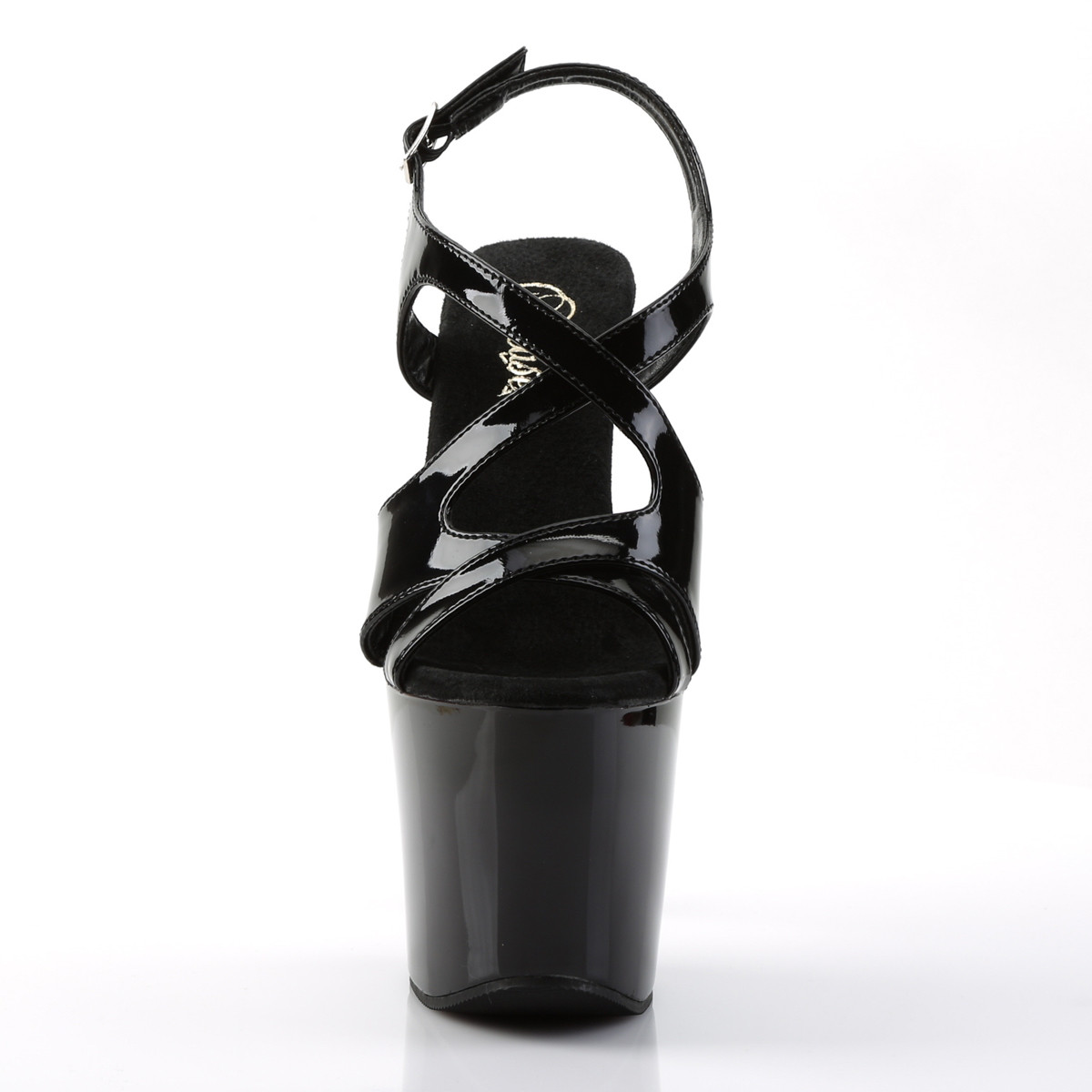 Pleaser Diamond-730 B/M - Shiny Black High-Platform Sandals