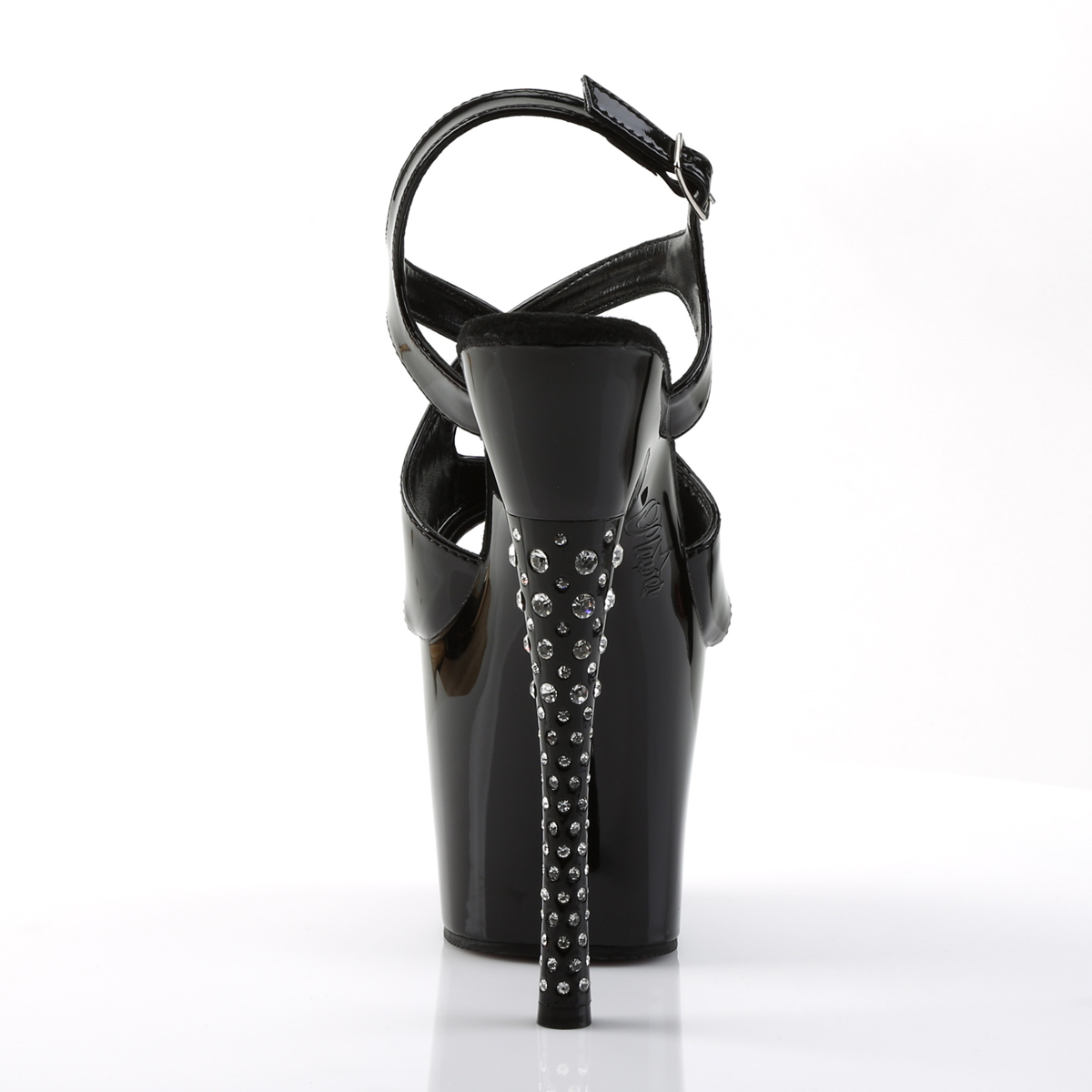 Pleaser Diamond-730 B/M - Shiny Black High-Platform Sandals