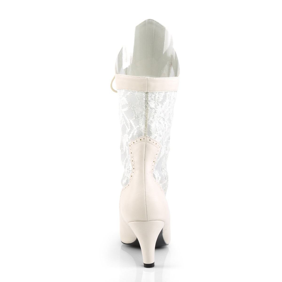 Pleaser Pink Label Divine-1050 IVPU-SALC - White Heeled Single Sole Ankle Boots