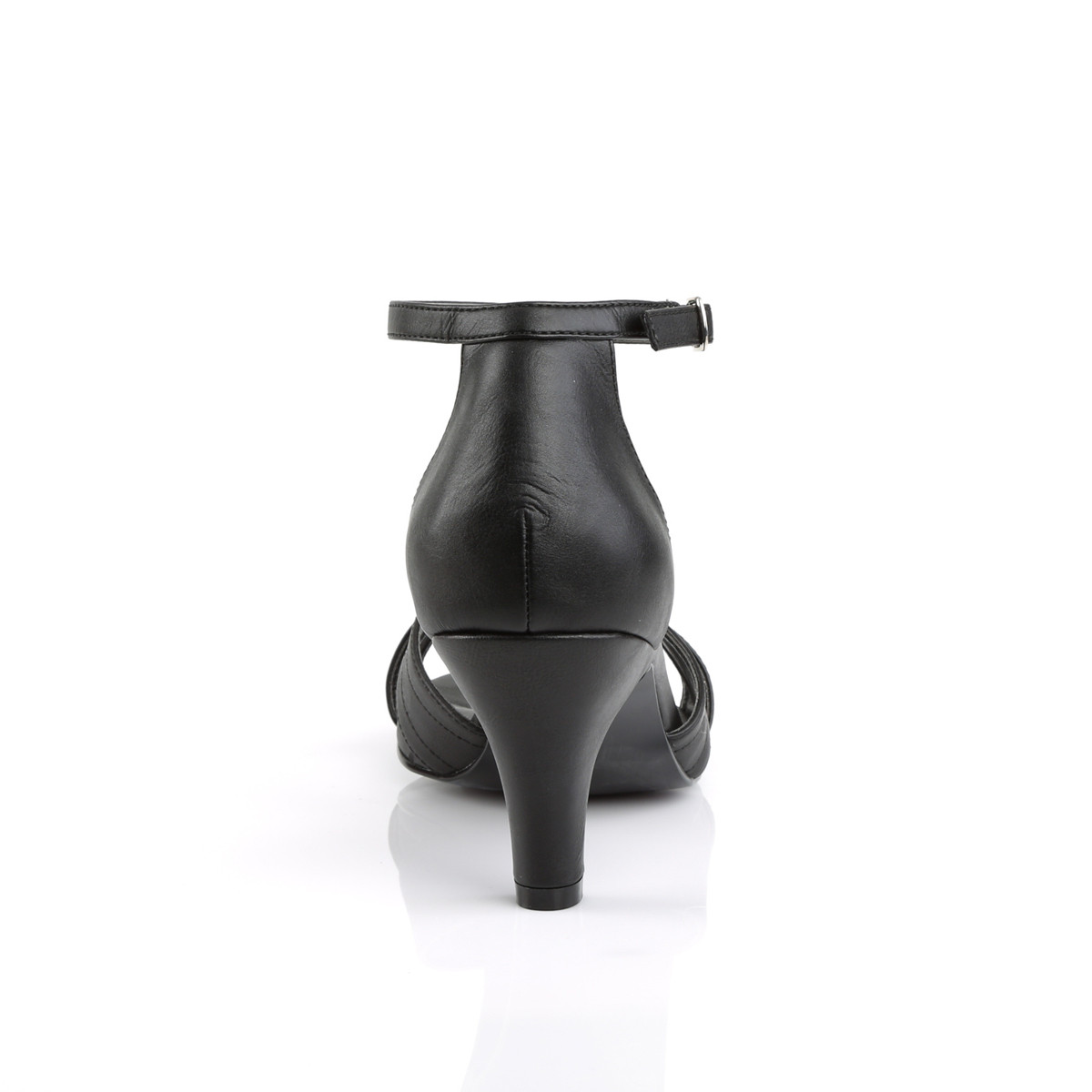 Pleaser Pink Label Divine-435 BPU - Black Heeled Single Sole Sandals