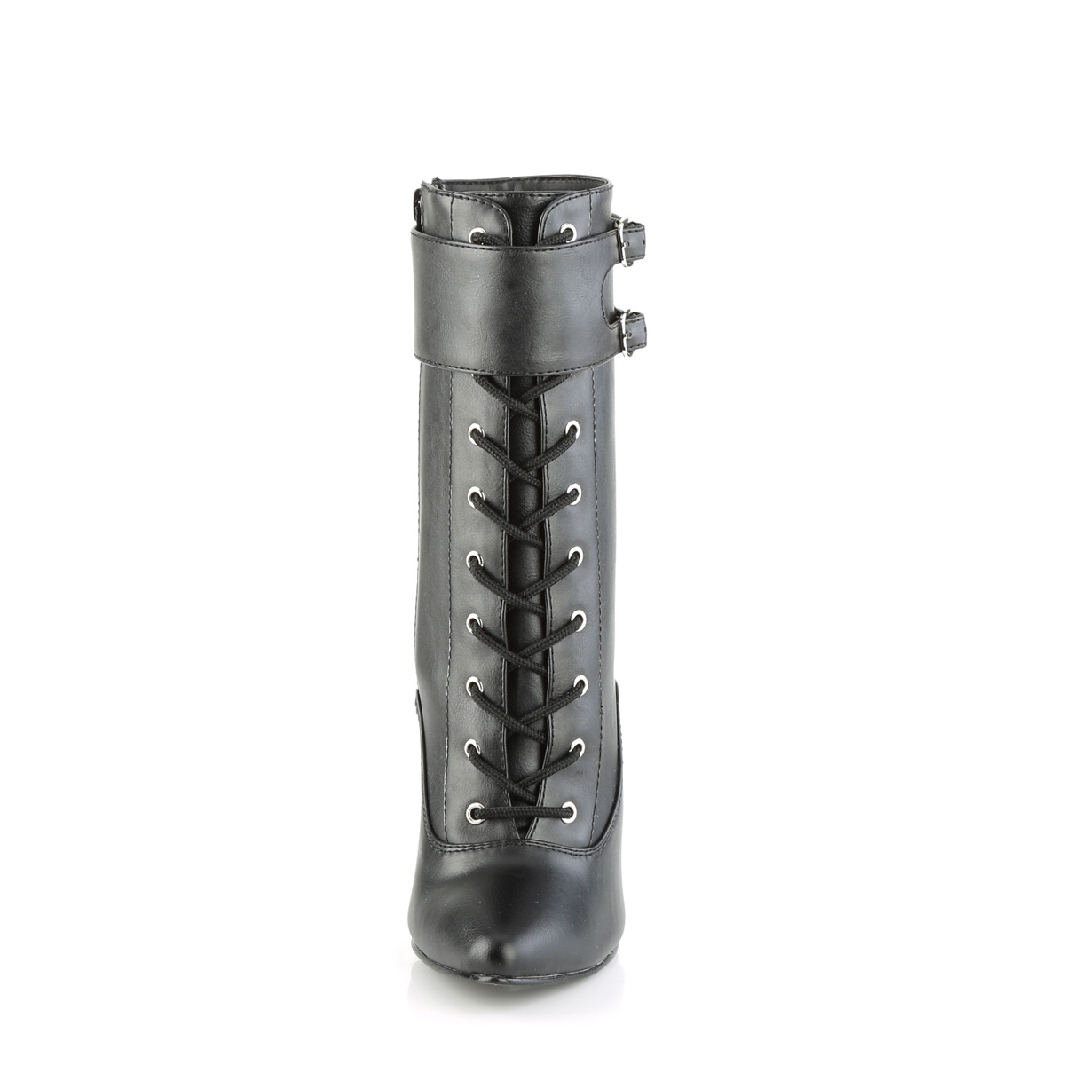 Devious Domina-1023 BPU - Black High-Heel Single Sole Ankle Boots