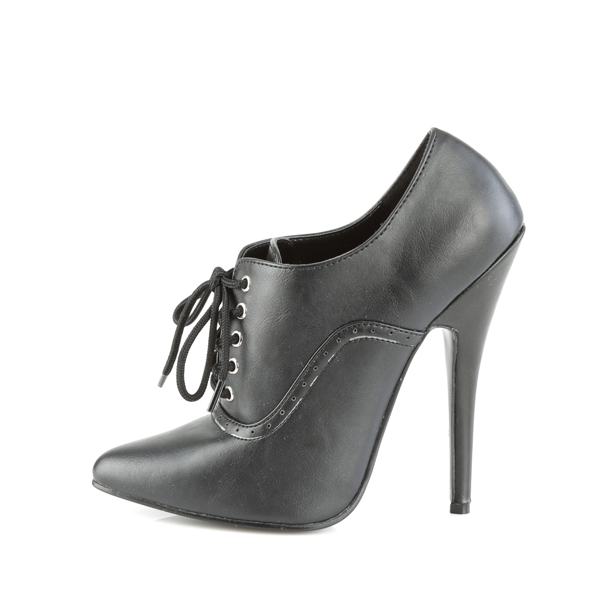 Devious Domina-460 BPU - Black High-Heel Single Sole Ankle Booties