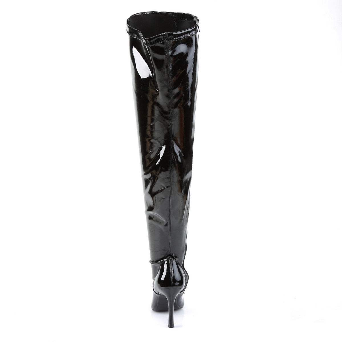 Funtasma Dominatrix-3024X B - Shiny Black High-Heel Single Sole Thigh High Boots For Wider Foot
