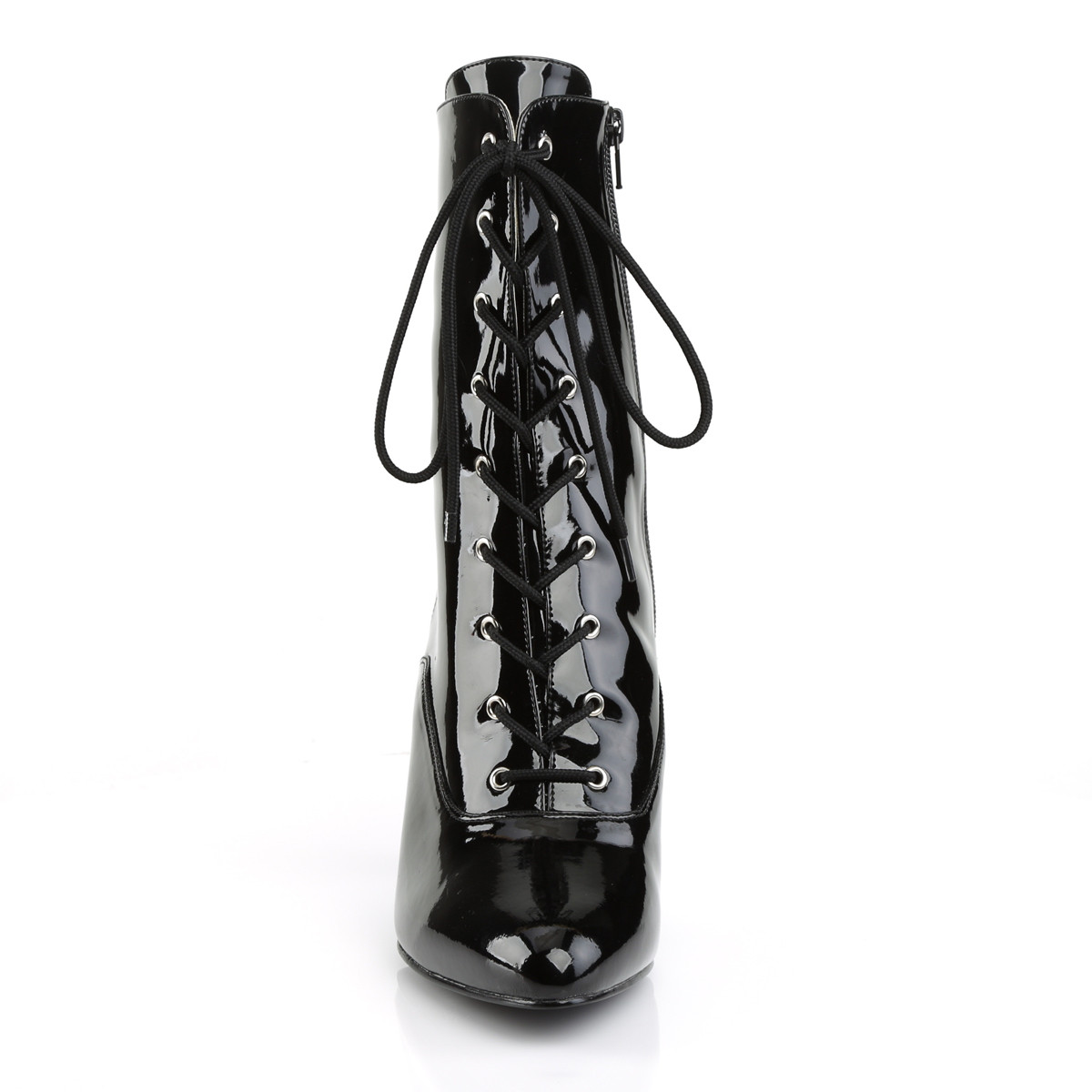 Pleaser Pink Label Dream-1020 B - Shiny Black High-Heel Single Sole Ankle Boots