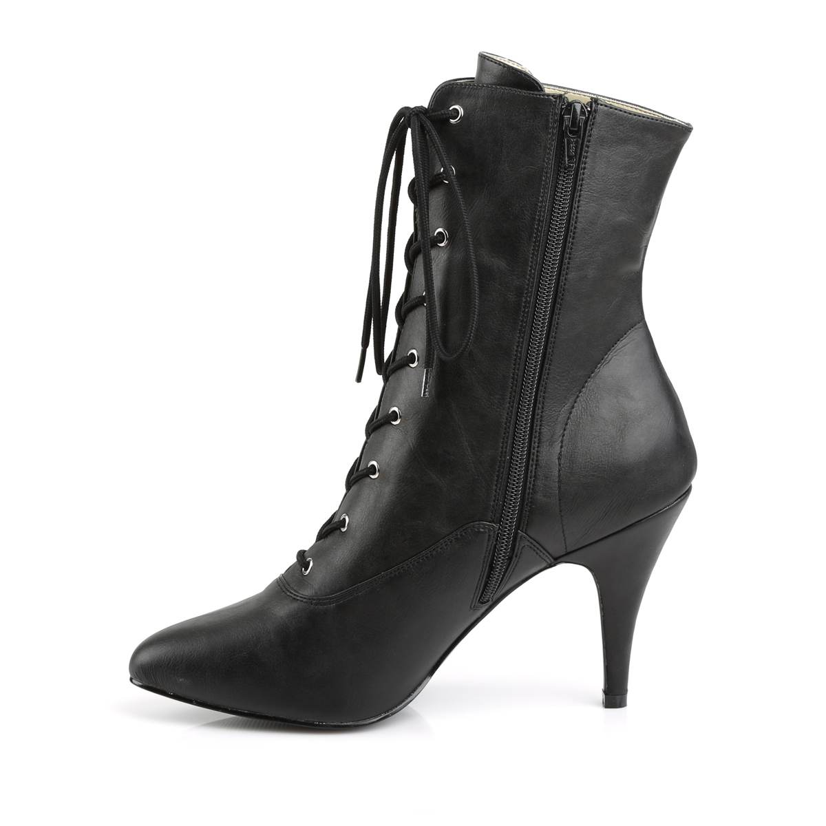 Pleaser Pink Label Dream-1020 BPU - Black High-Heel Single Sole Ankle Boots