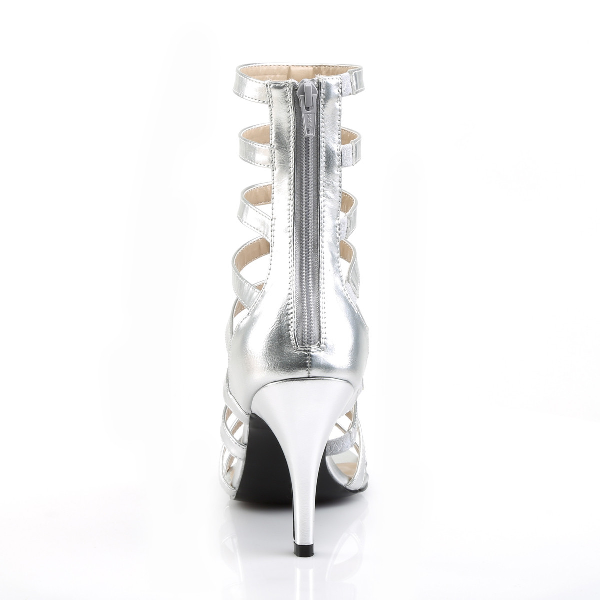 Pleaser Pink Label Dream-438 SPU - Silver High-Heel Single Sole Strap Heels