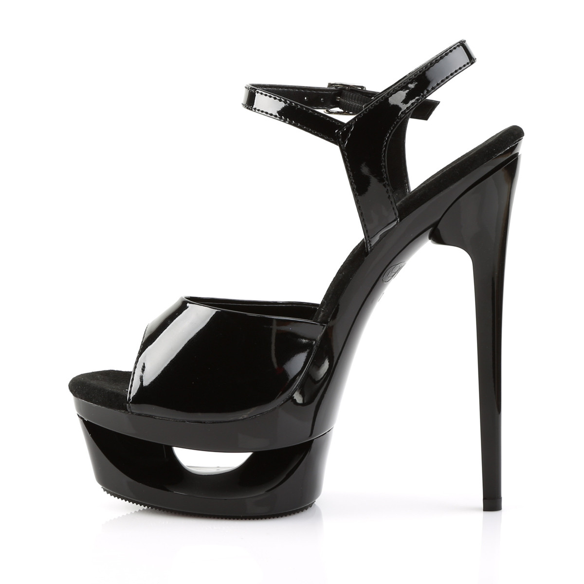 Pleaser Eclipse-609 B/M - Shiny Black Platform High-Heel Sandals