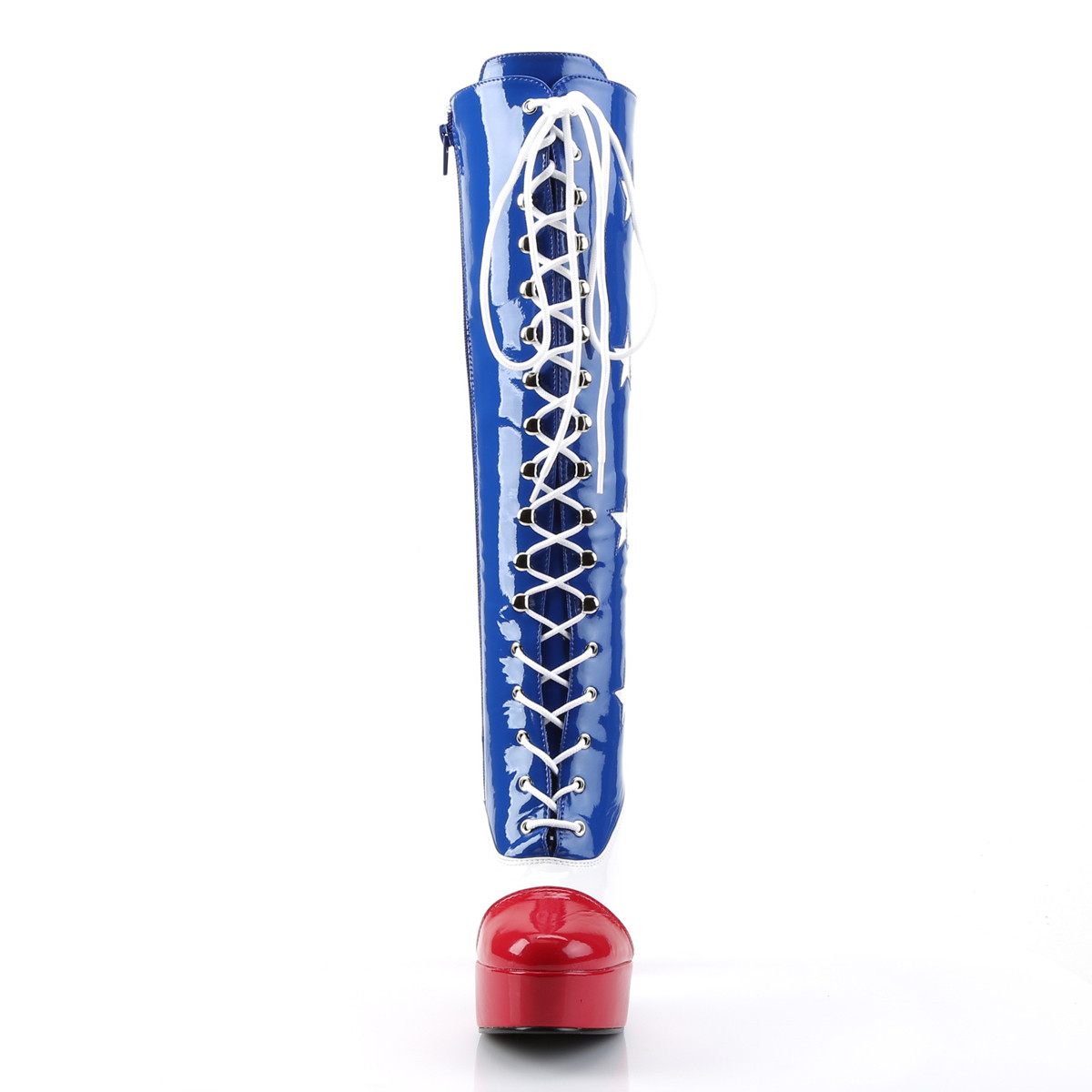 Funtasma Electra-2030 AF - Shiny Blue Platform High Chunky-Heel Knee High Boots