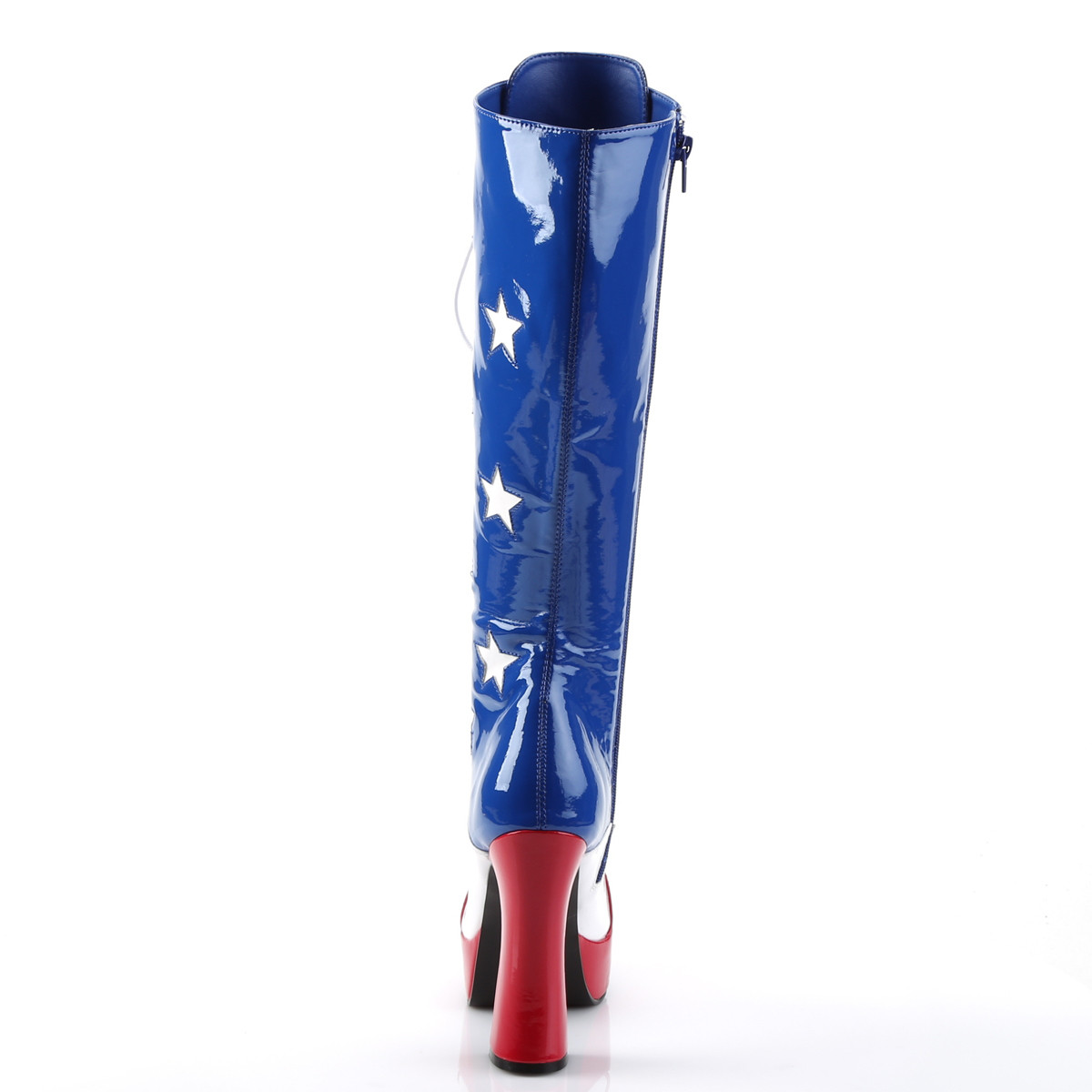 Funtasma Electra-2030 AF - Shiny Blue Platform High Chunky-Heel Knee High Boots