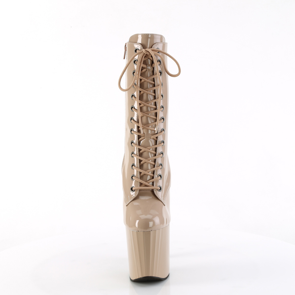 Pleaser Enchant-1040 ND/M - Shiny Beige High-Platform Ankle Boots