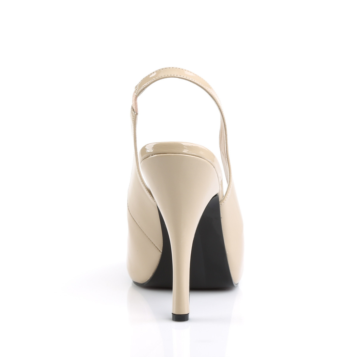 Pleaser Pink Label Eve-04 CR - Shiny Beige High-Heel Peep Toe And Sling Back Single Sole Heels