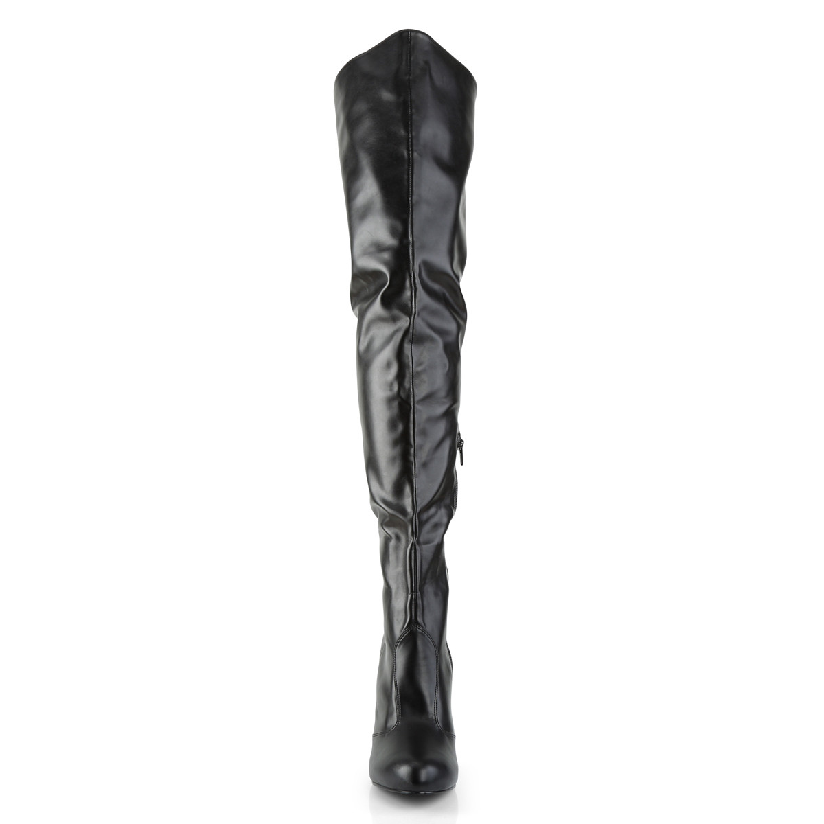 Pleaser Pink Label Eve-312 BPU - Black High-Heel Single Sole Thigh High Boots
