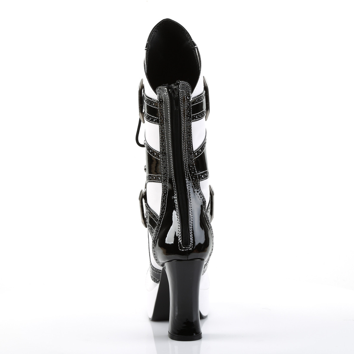 Funtasma Exotica-1050 BW - Shiny Black Platform High-Heel Ankle Boots