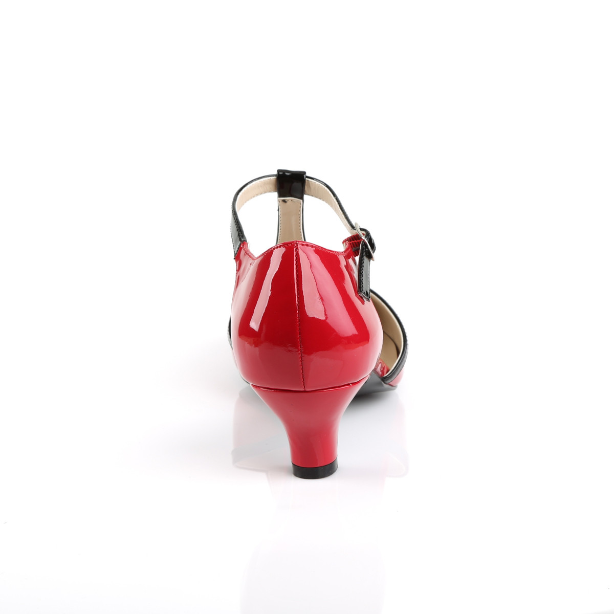 Pleaser Pink Label Fab-428 R-B - Shiny Red Single Sole Pumps With Straps