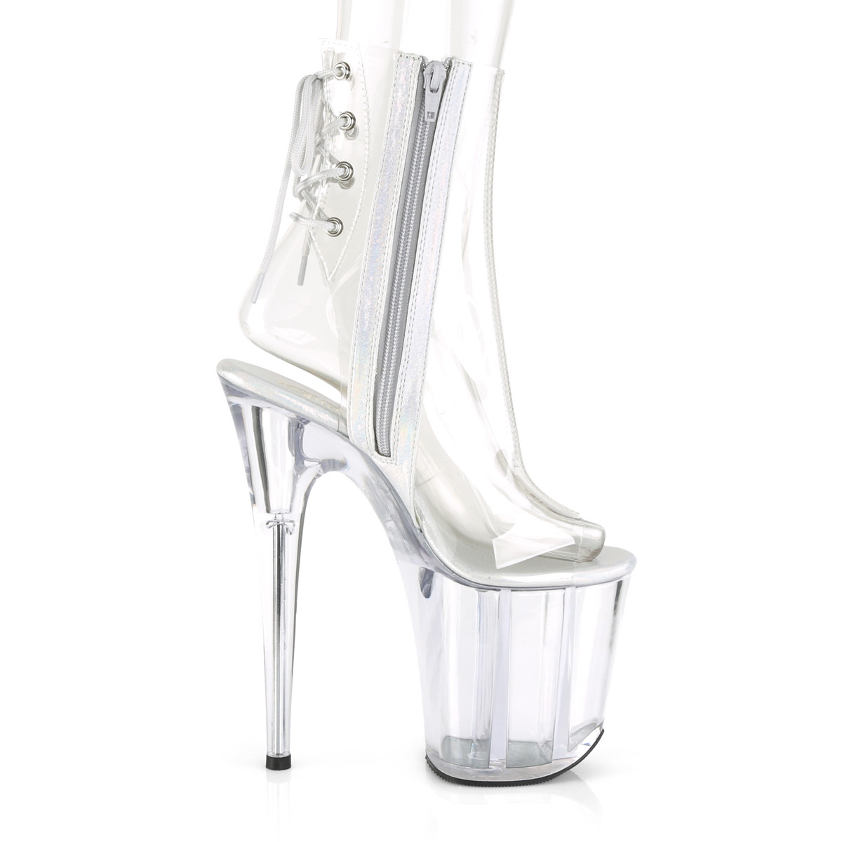 Pleaser Flamingo-1018C C/M - Clear High-Platform Peep Toe Boots