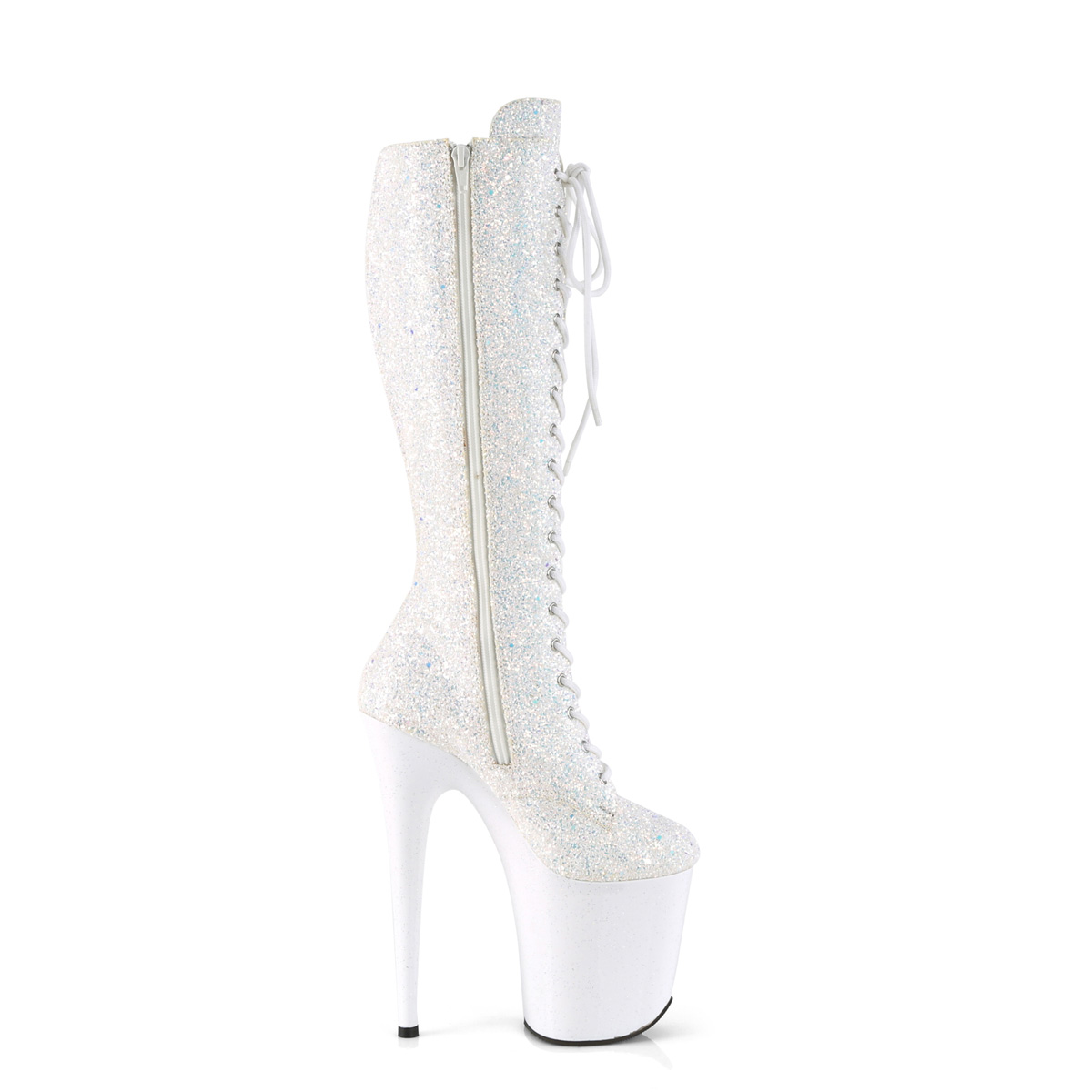 Pleaser Flamingo-2020MG WMG/M - White High-Platform Knee High Boots
