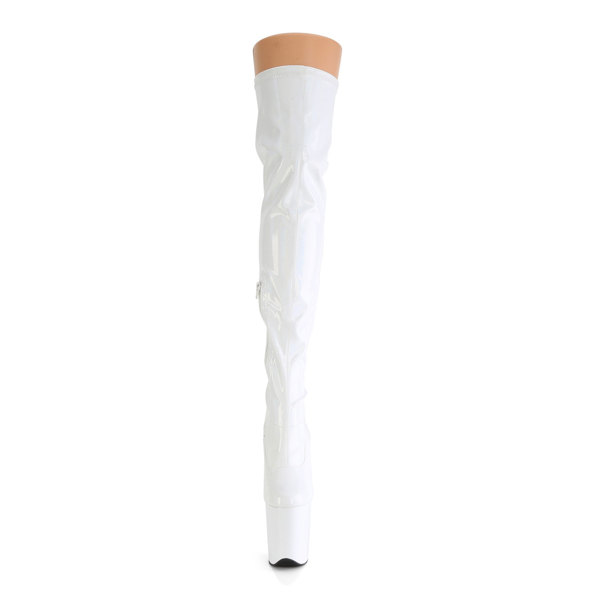 Pleaser Flamingo-3000HWR WHG/M - Shiny White High-Platform Knee High Boots
