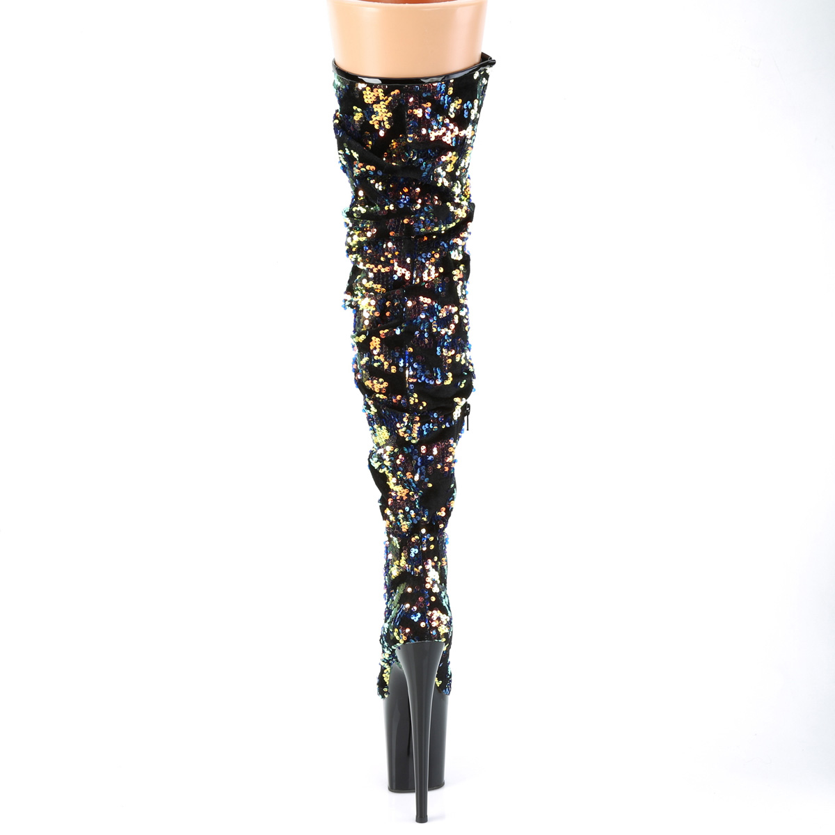 Pleaser Flamingo-3004 BLUSQ/B - Blue High-Platform Thigh High Boots