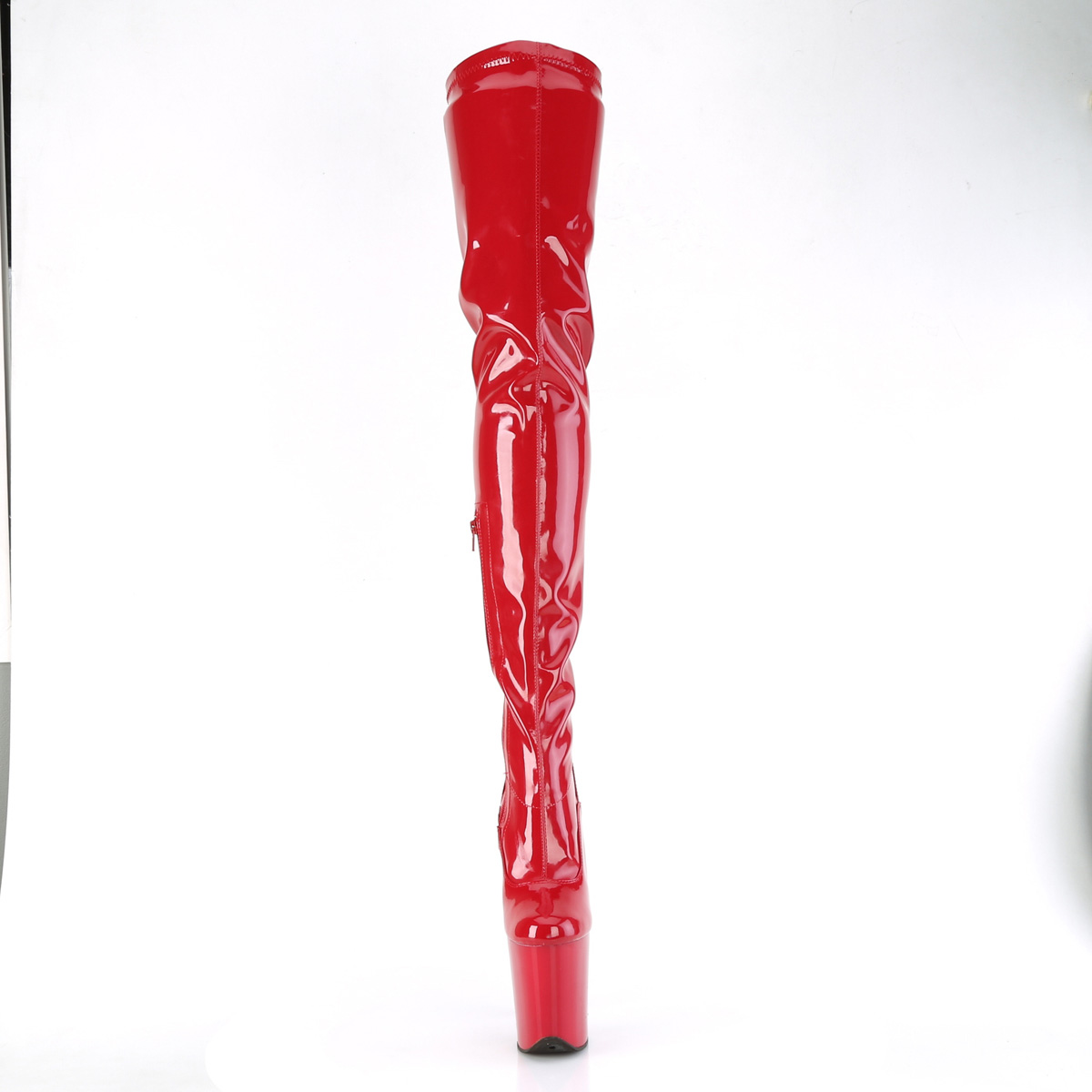 Pleaser Flamingo-4000 R/M - Shiny Red High-Platform Thigh High Boots