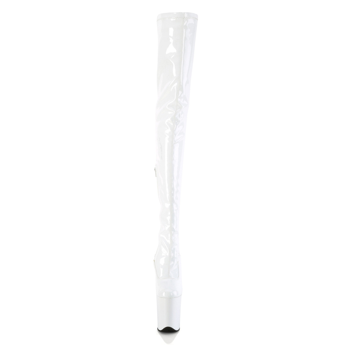 Pleaser Flamingo-4000 W/M - Shiny White High-Platform Thigh High Boots