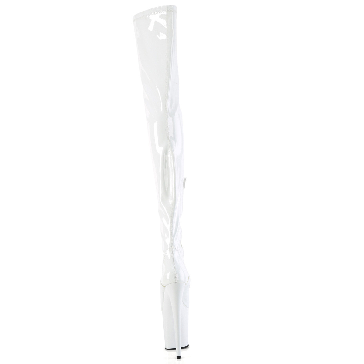 Pleaser Flamingo-4000 W/M - Shiny White High-Platform Thigh High Boots