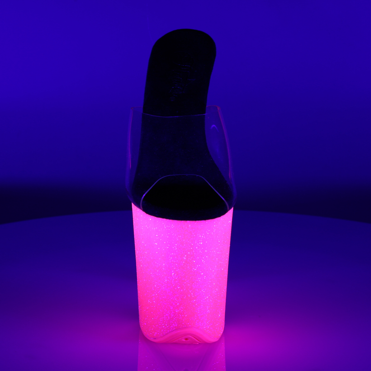 Pleaser Flamingo-801UVG C/NHP - Clear Uv Reactive High-Platform Sandals