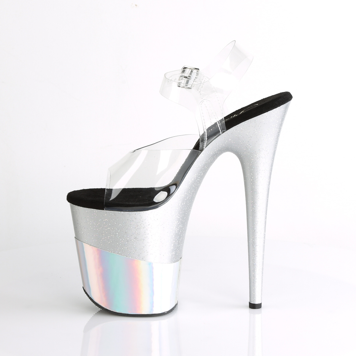 Pleaser Flamingo-808-2HGM C/SGHG - Clear High-Platform Sandals
