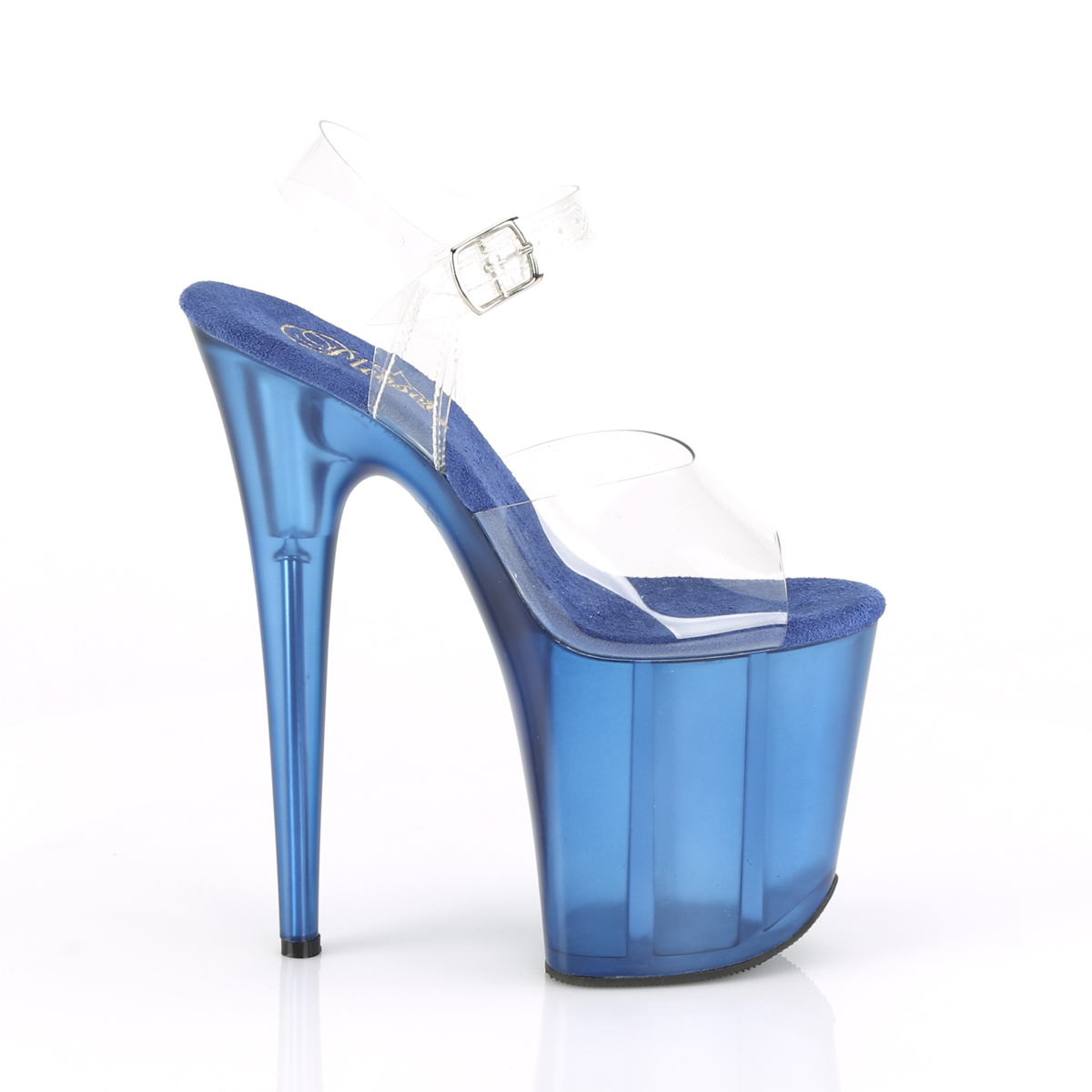 Pleaser Flamingo-808T C/BLU - Clear High-Platform Sandals