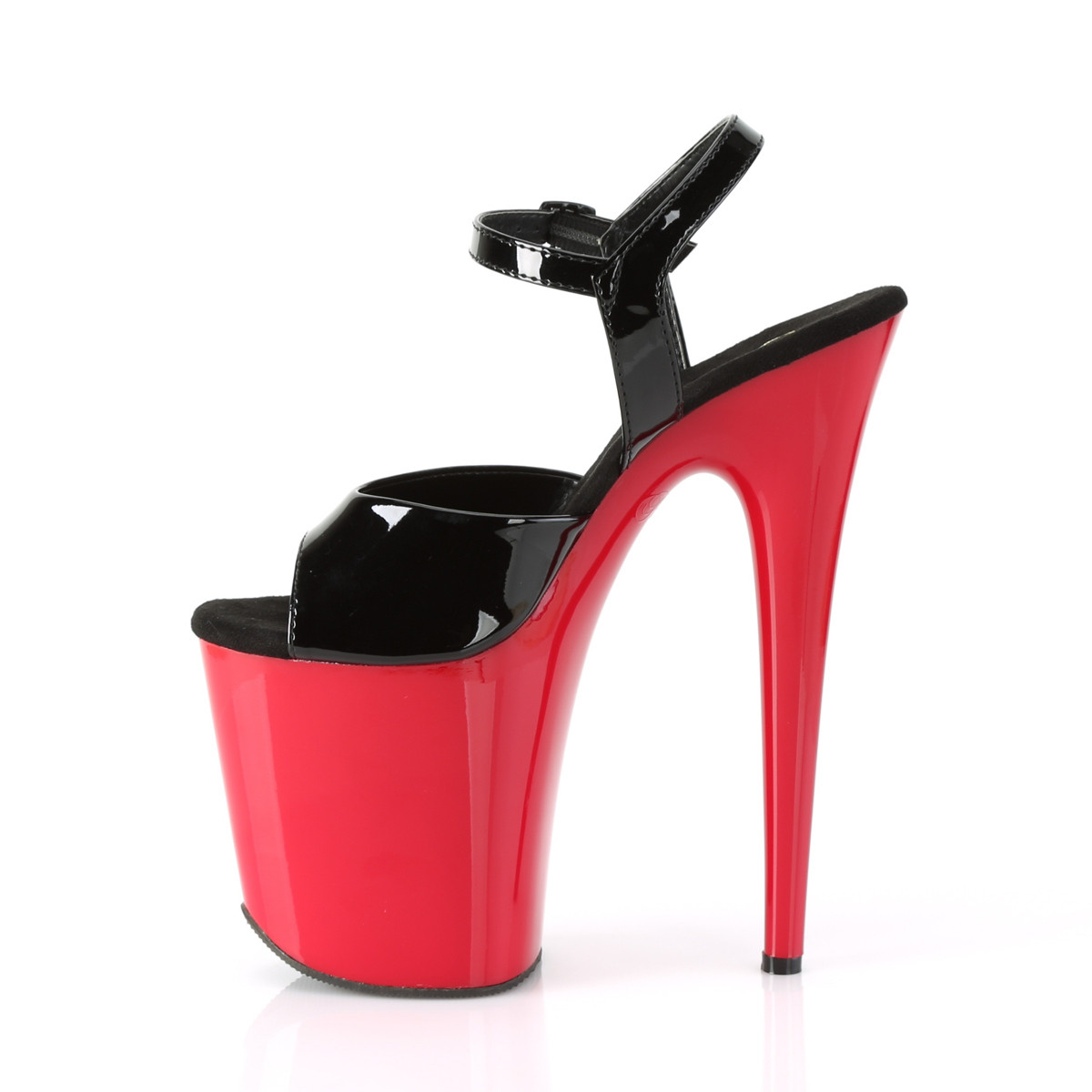 Pleaser Flamingo-809 B/R - Shiny Black High-Platform Sandals