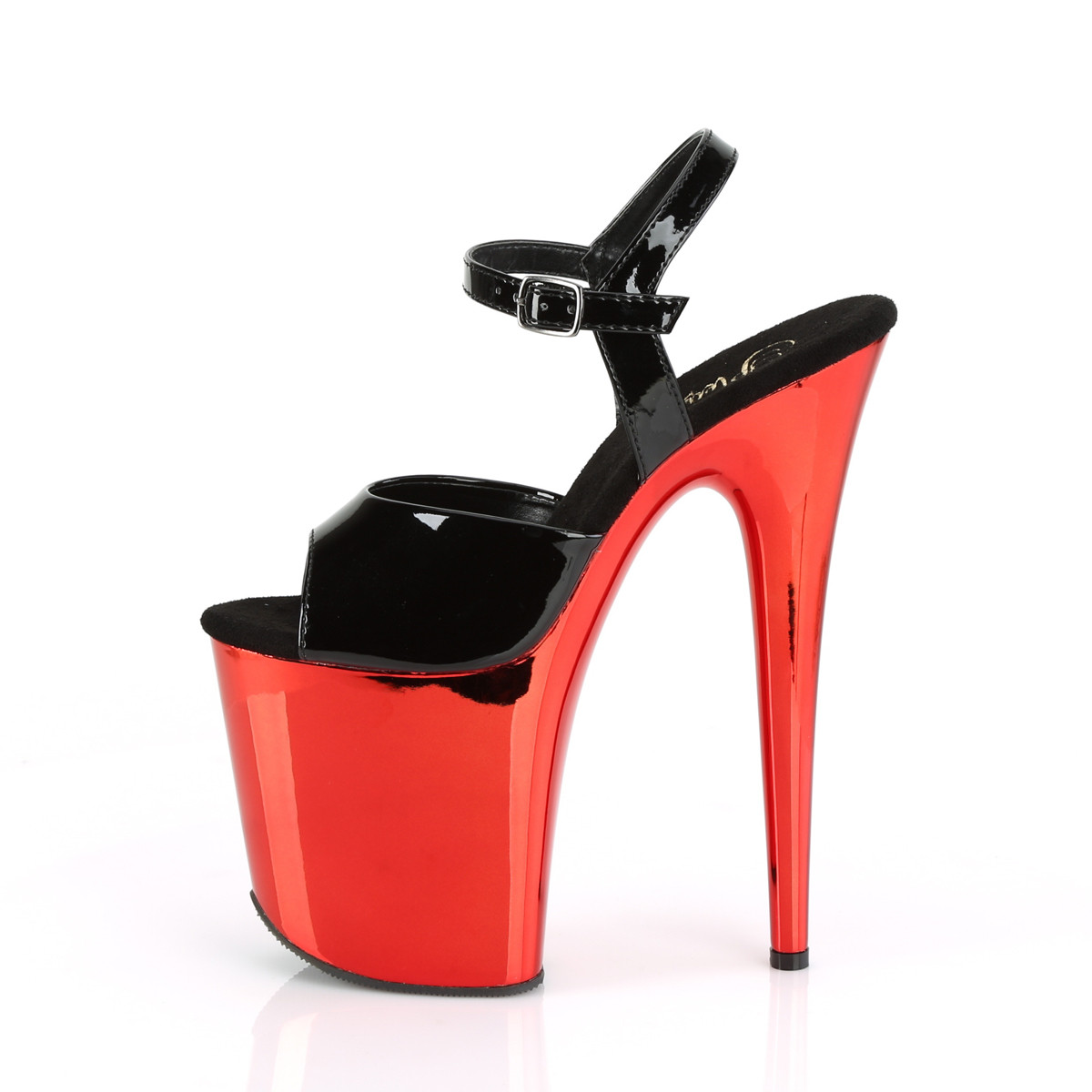 Pleaser Flamingo-809 B/RCH - Shiny Black High-Platform Sandals