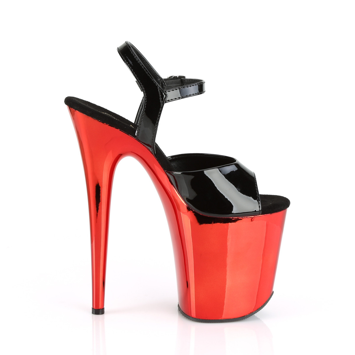 Pleaser Flamingo-809 B/RCH - Shiny Black High-Platform Sandals