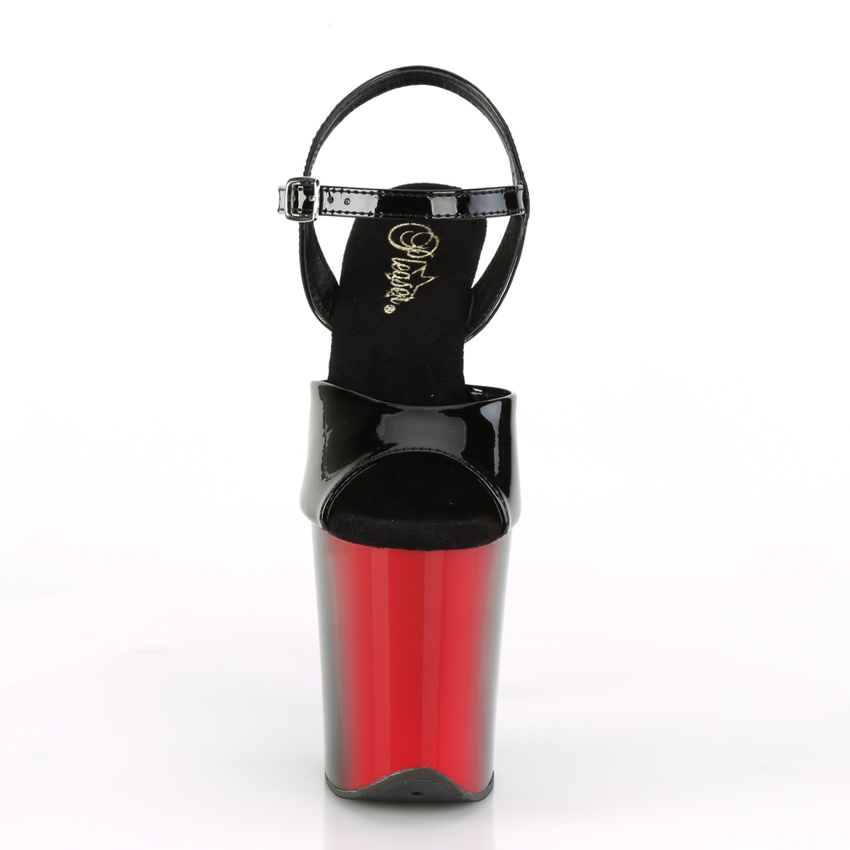 Pleaser Flamingo-809BR B/R-B - Shiny Black High-Platform Sandals